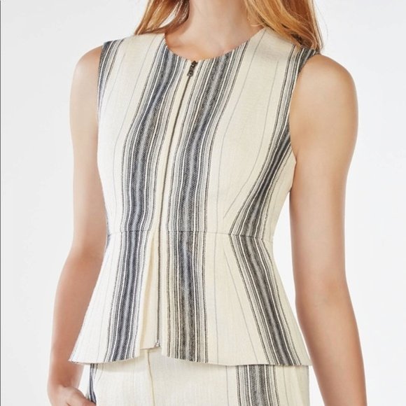 BCBGMaxAzria "Abrielle" Sleeveless Zip-Front Tweed Peplum Top/Vest - Size XXS - Picture 1 of 16